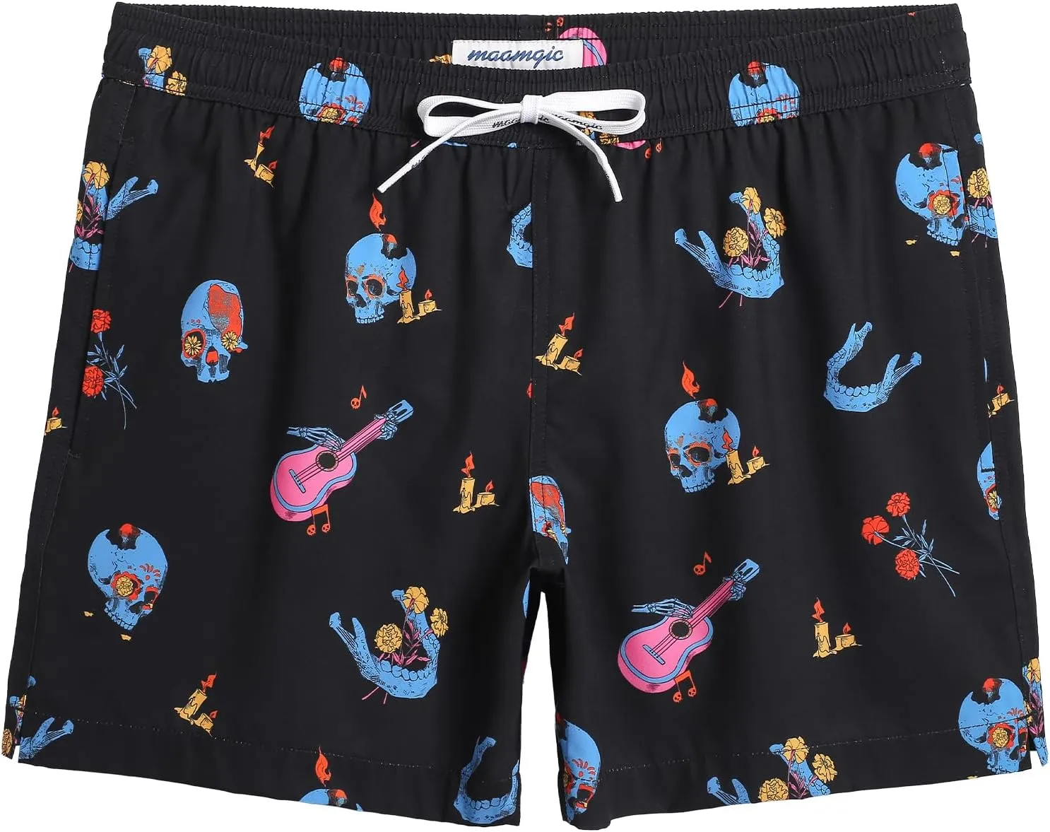 maamgic Mens Boys 80s 90s Vintage 4 Way Stretch Swim Trunks with Mesh Lining Quick Dry Swim Suits Board Shorts