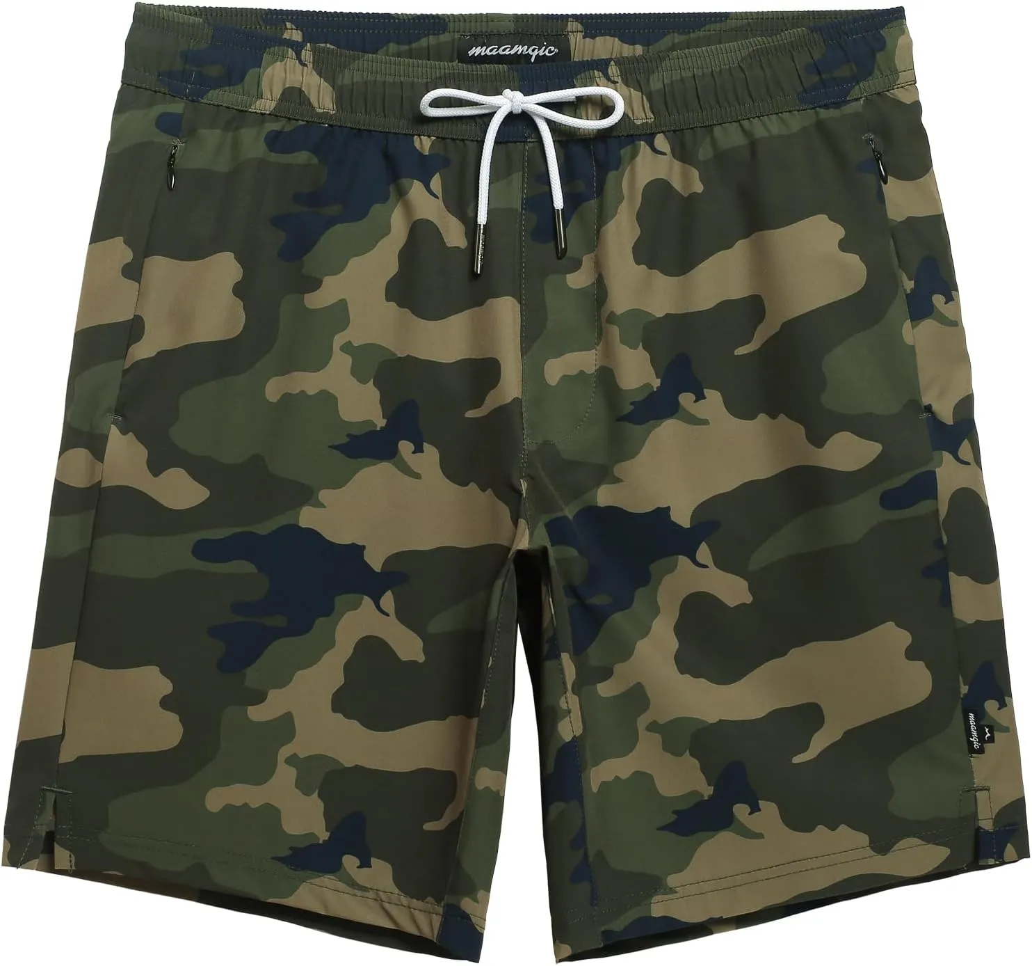 maamgic Mens Swim Trunks 9 Inch with Mesh Lining Bathing Suit Stretch Board Shorts with Zip Pockets for Swimming Shark