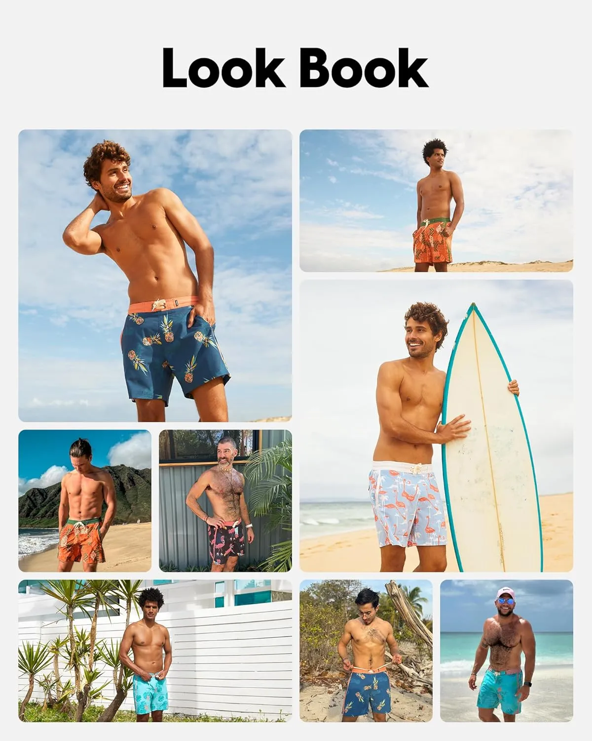 maamgic Men's Swim Trunks with Compression Liner Board Shorts Vintage Beach Shorts Quick Dry with Zipper Pockets