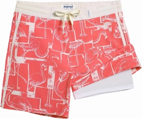 maamgic Men's Swim Trunks with Compression Liner Board Shorts Vintage Beach Shorts Quick Dry with Zipper Pockets