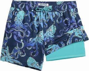 maamgic Mens 5.5 Inch Swim Trunks with Compression Liner Board Shorts Quick Dry Beach Swimwear with Zipper Pockets