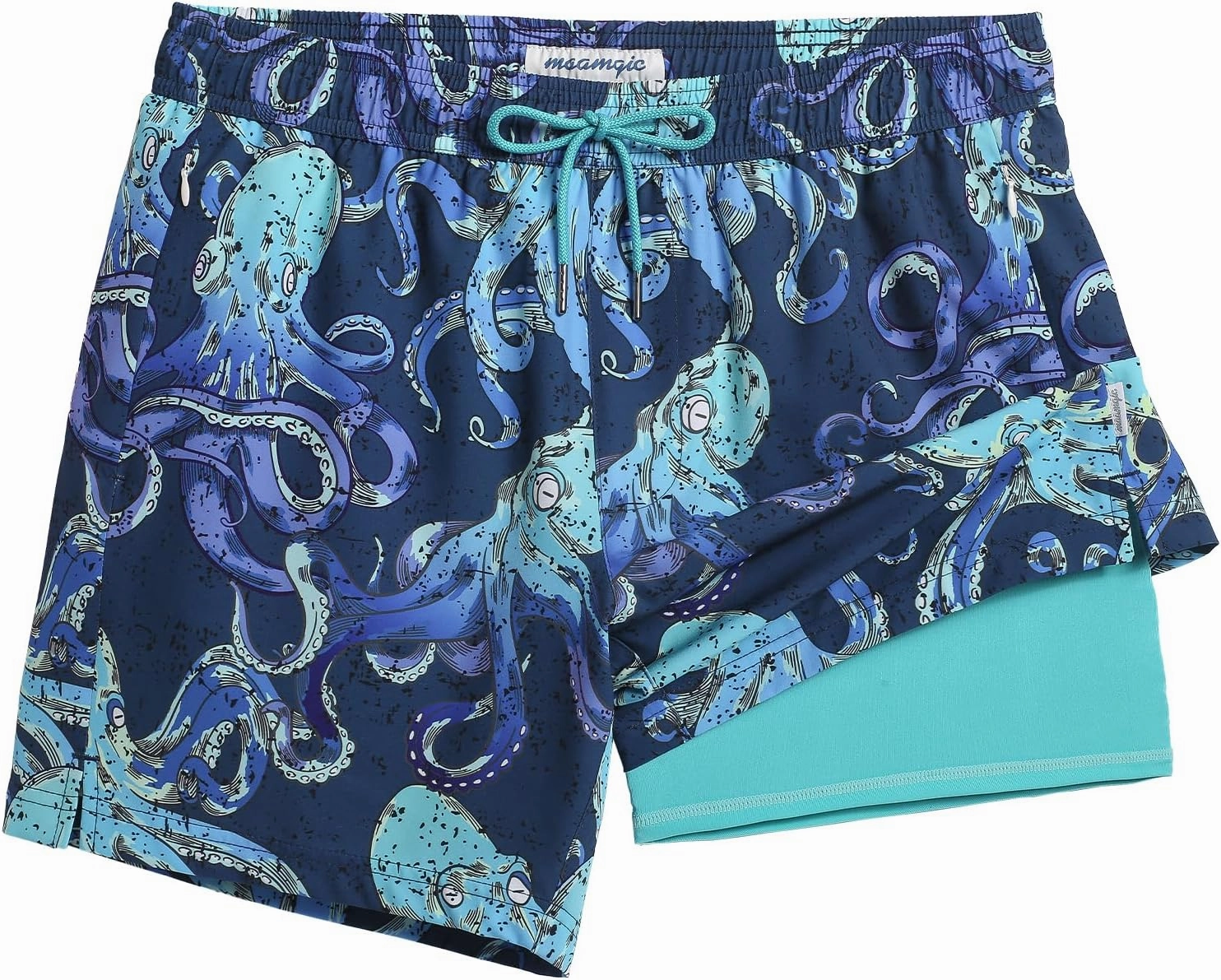 maamgic Mens 5.5 Inch Swim Trunks with Compression Liner Board Shorts Quick Dry Beach Swimwear with Zipper Pockets
