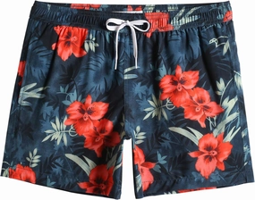 maamgic Mens Boys 80s 90s Vintage 4 Way Stretch Swim Trunks with Mesh Lining Quick Dry Swim Suits Board Shorts