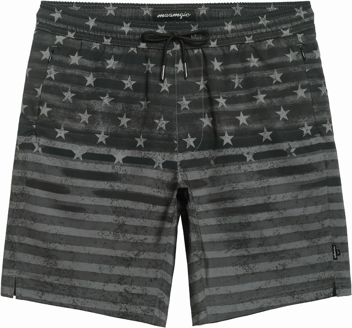 maamgic Mens Swim Trunks 9 Inch with Mesh Lining Bathing Suit Stretch Board Shorts with Zip Pockets for Swimming Shark