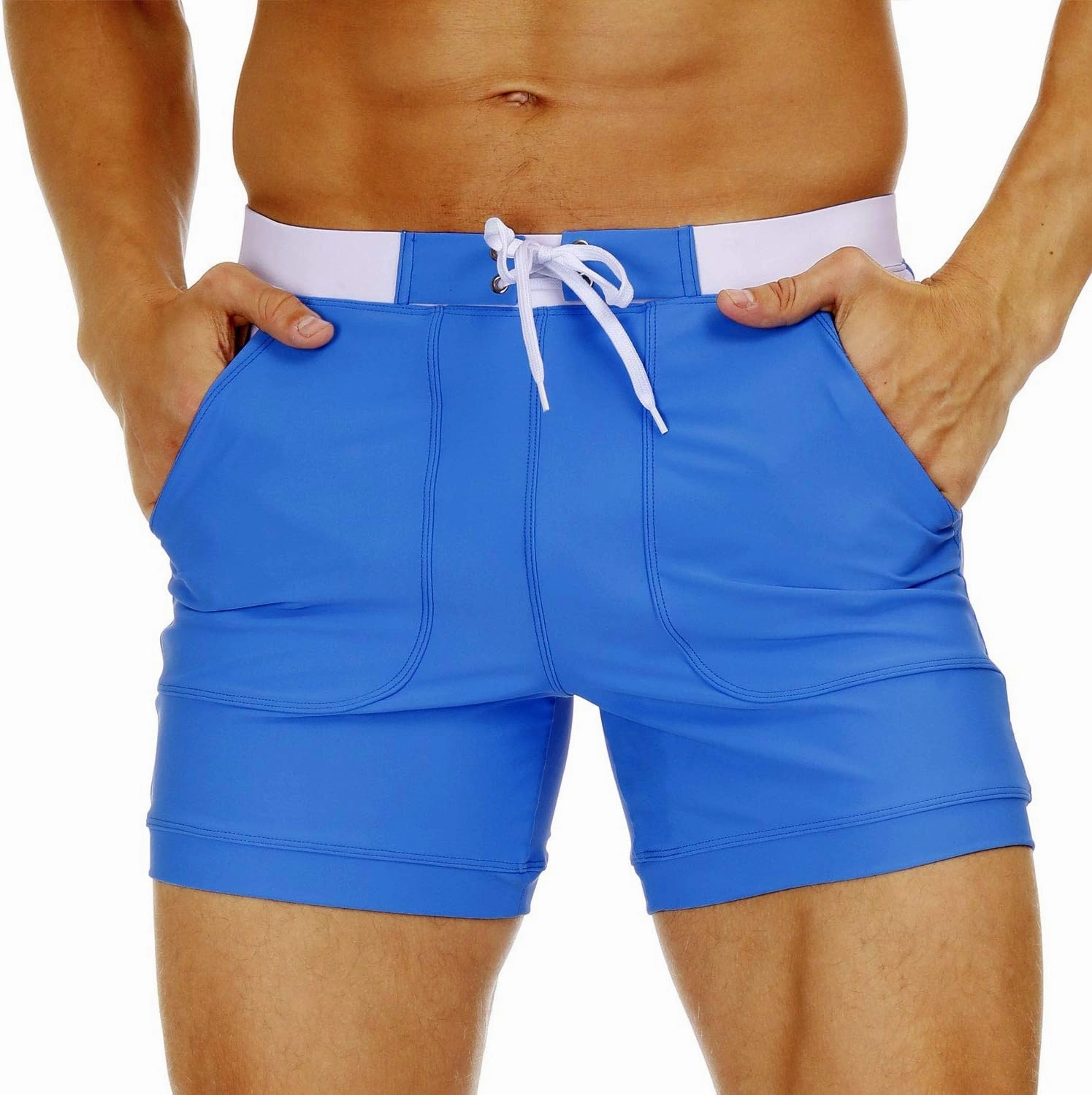 MAGNIVIT Men's Swimwear Swimsuits Solid Basic Long Swim Sport Trunks Board Shorts with Pockets