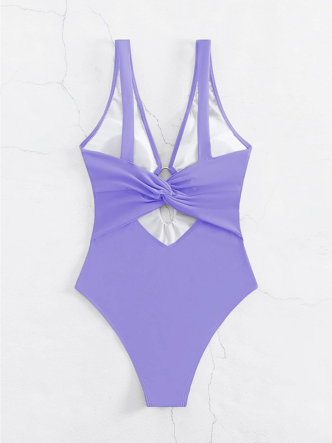 MakeMeChic Women's Twist Back Cut Out Ring Plunge Neck One Piece Swimsuit Bathing Suit