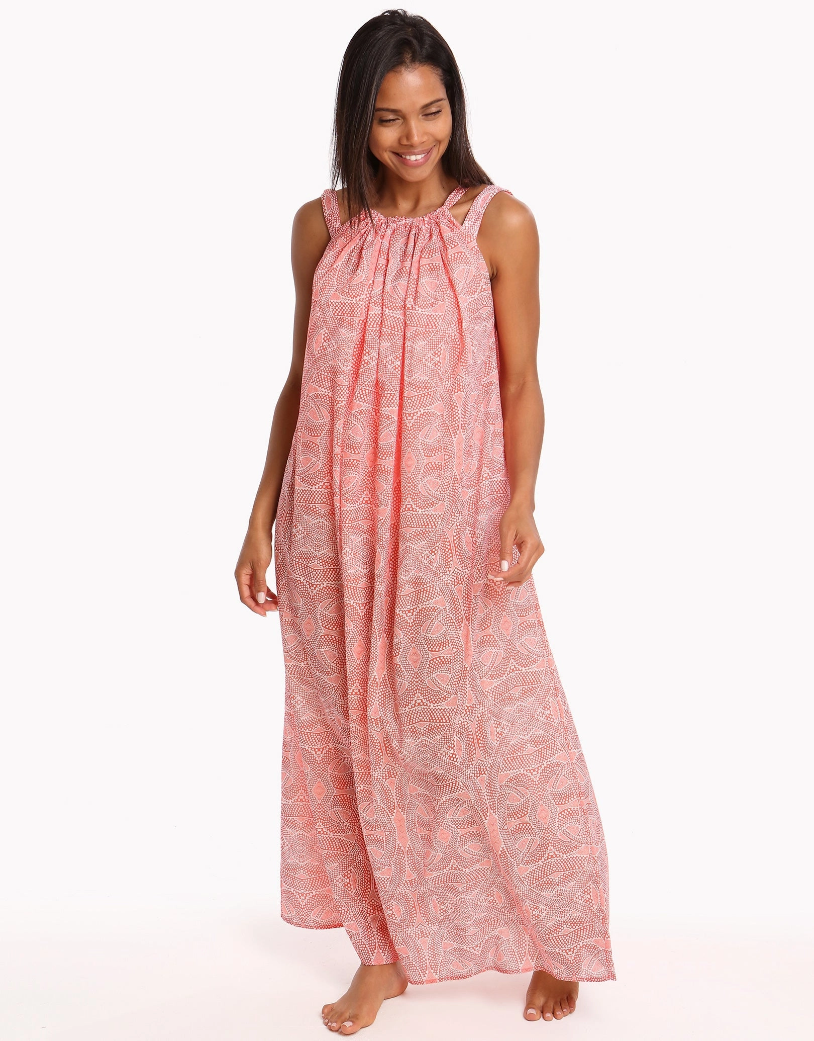 Malika Cotton Maxi Beach Dress - Print