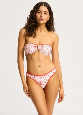 Marbella Trim Front Bandeau Bikini Top - Flame