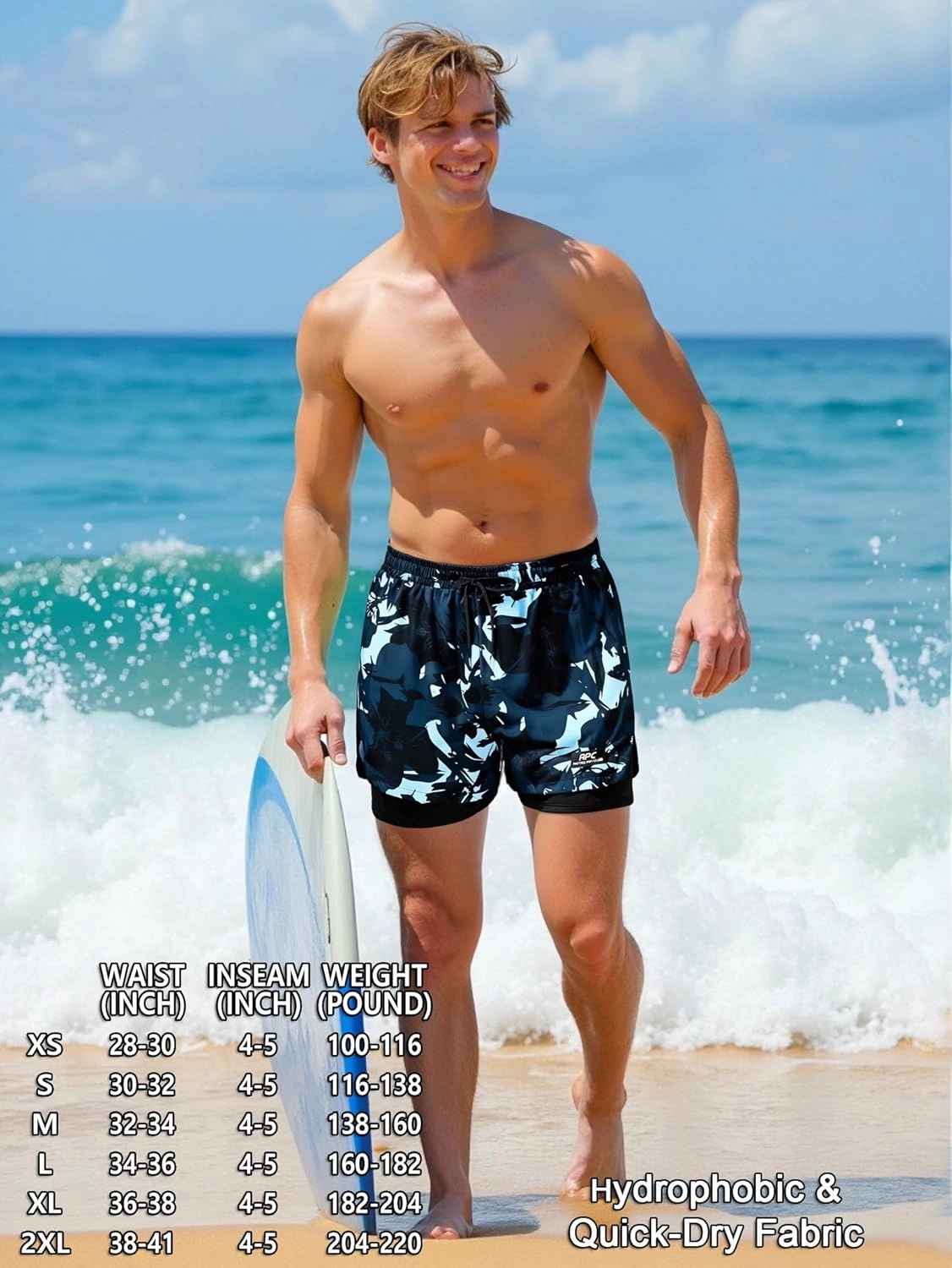 Men's 5" Quick Dry Swim Trunks Stretch Anti-Slip/Exposure Liner Vibrant Prints for Surfing Gym Beach Swimming