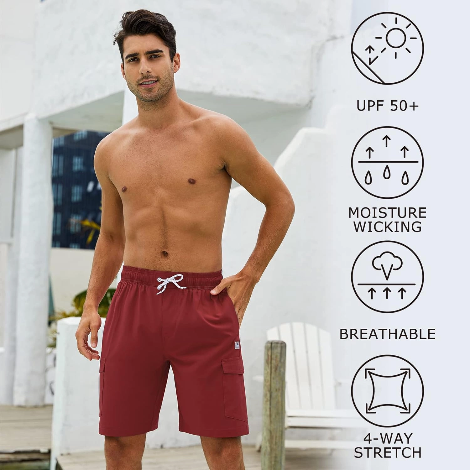 Men's 9" Swim Trunks UPF 50  Quick Dry Beach Board Shorts with Mesh Lining Lightweight Bathing Suits