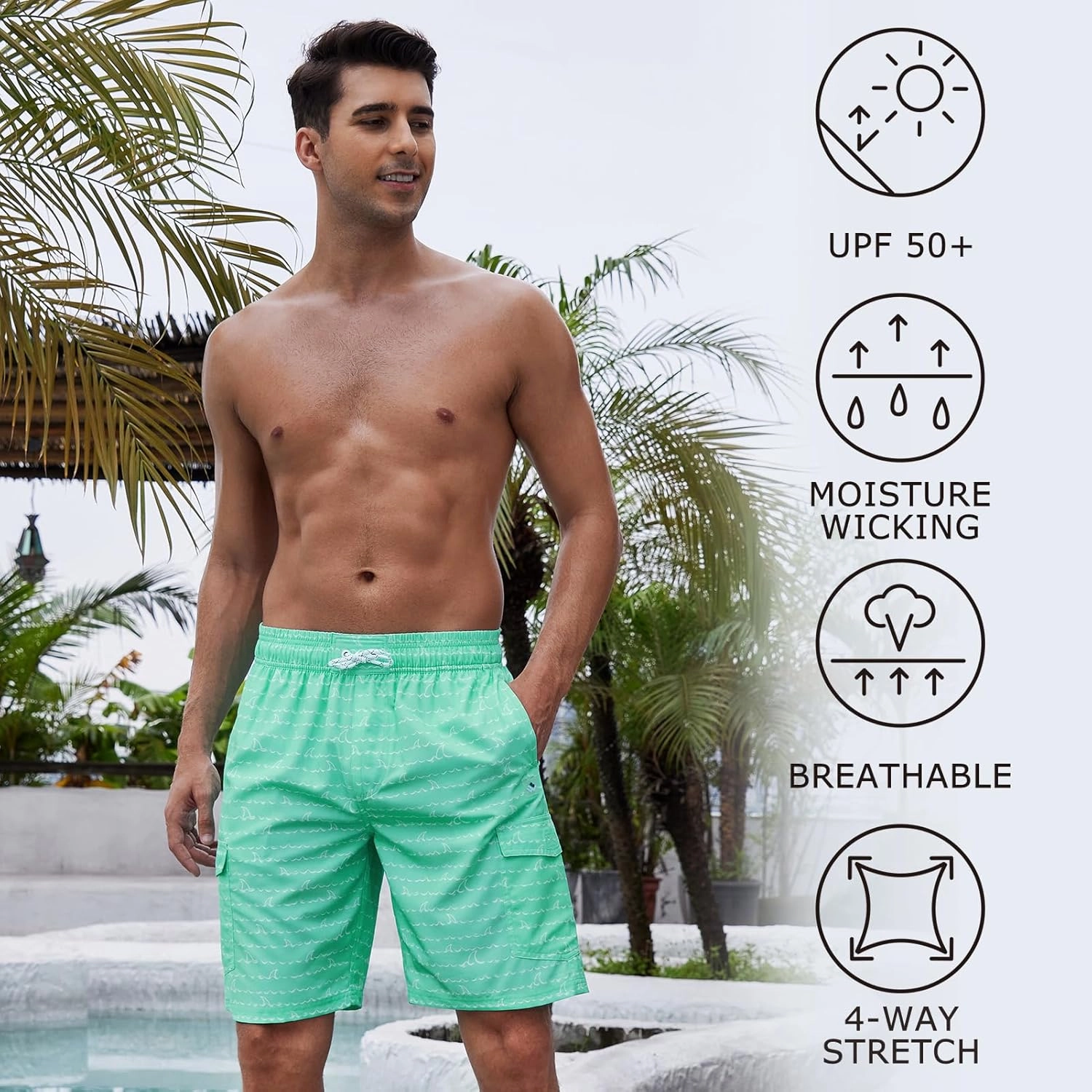 Men's 9" Swim Trunks UPF 50  Quick Dry Beach Board Shorts with Mesh Lining Lightweight Bathing Suits