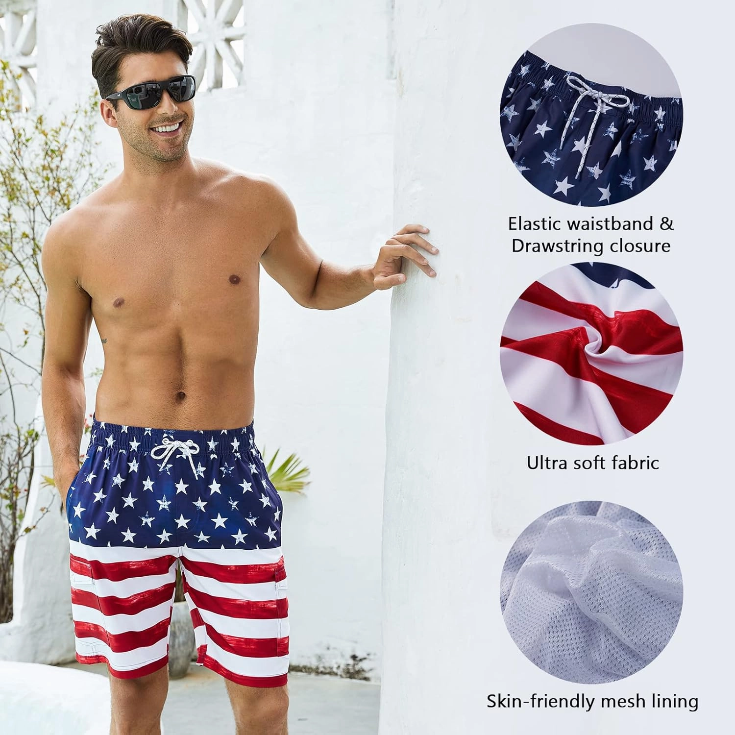 Men's 9" Swim Trunks UPF 50  Quick Dry Beach Board Shorts with Mesh Lining Lightweight Bathing Suits