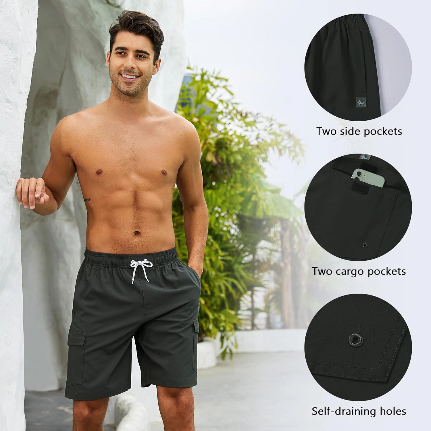 Men's 9" Swim Trunks UPF 50  Quick Dry Beach Board Shorts with Mesh Lining Lightweight Bathing Suits