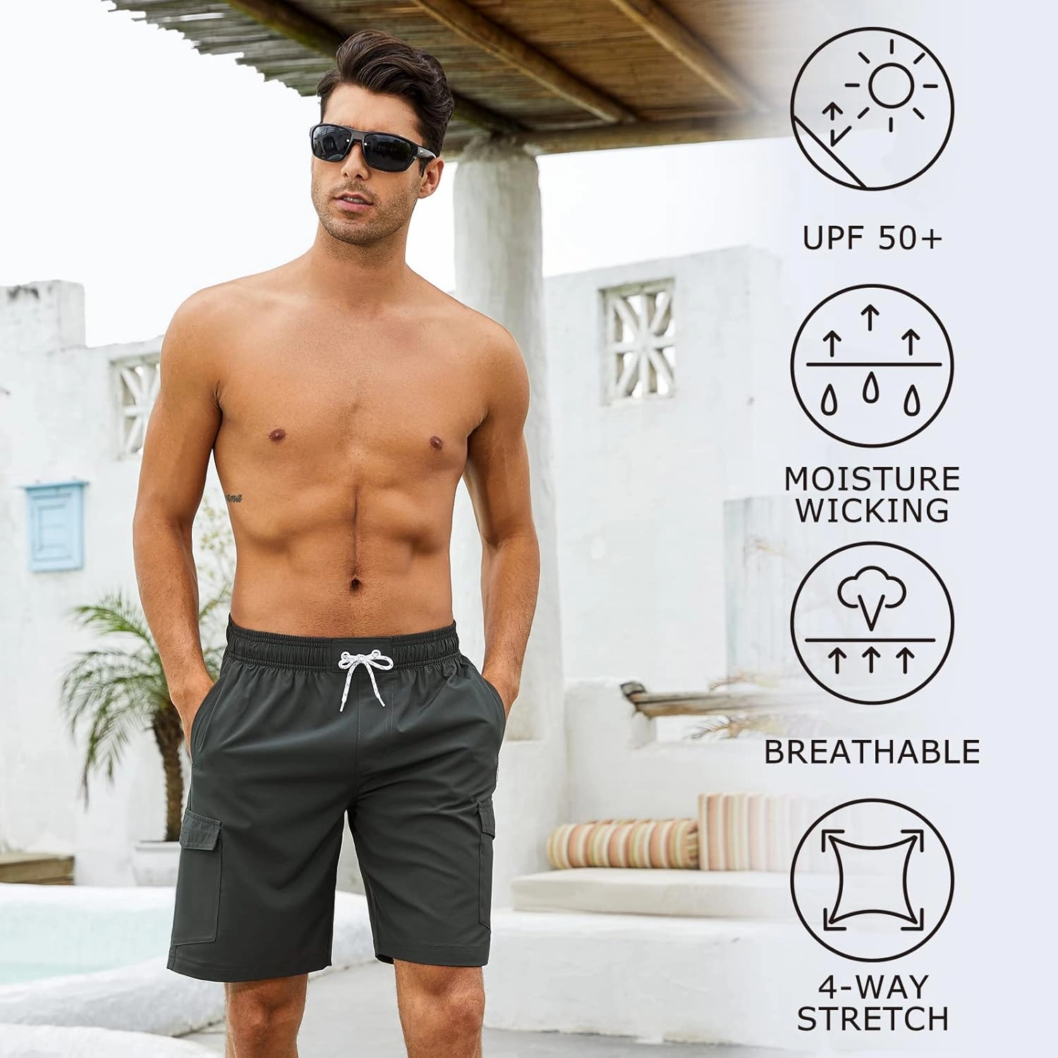 Men's 9" Swim Trunks UPF 50  Quick Dry Beach Board Shorts with Mesh Lining Lightweight Bathing Suits