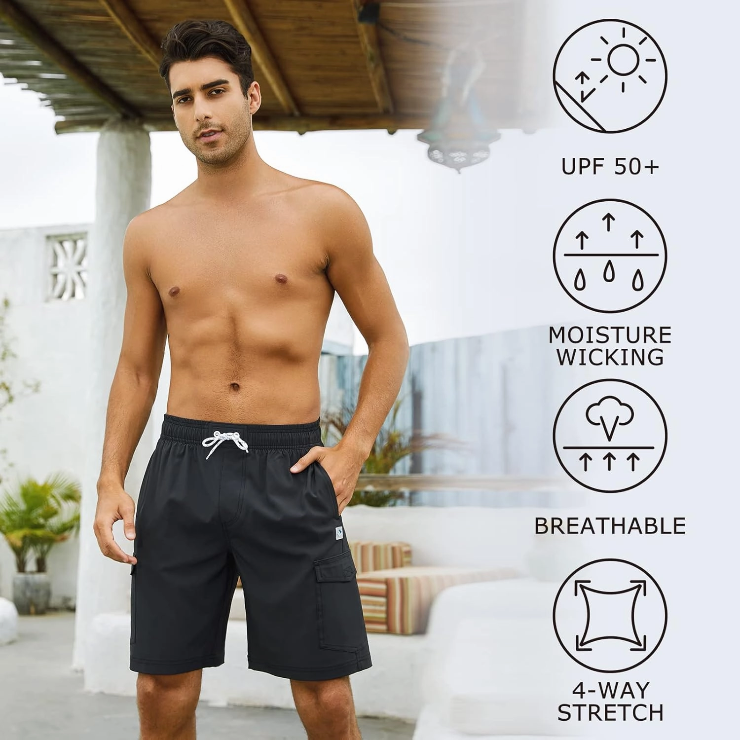 Men's 9" Swim Trunks UPF 50  Quick Dry Beach Board Shorts with Mesh Lining Lightweight Bathing Suits