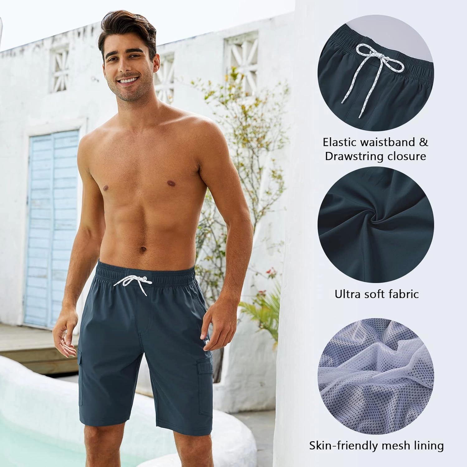 Men's 9" Swim Trunks UPF 50  Quick Dry Beach Board Shorts with Mesh Lining Lightweight Bathing Suits