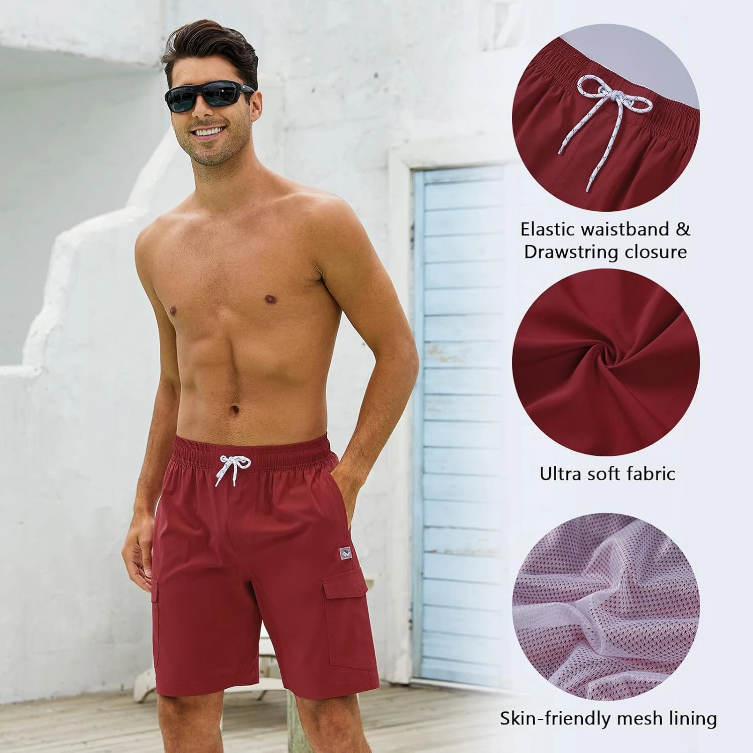 Men's 9" Swim Trunks UPF 50  Quick Dry Beach Board Shorts with Mesh Lining Lightweight Bathing Suits