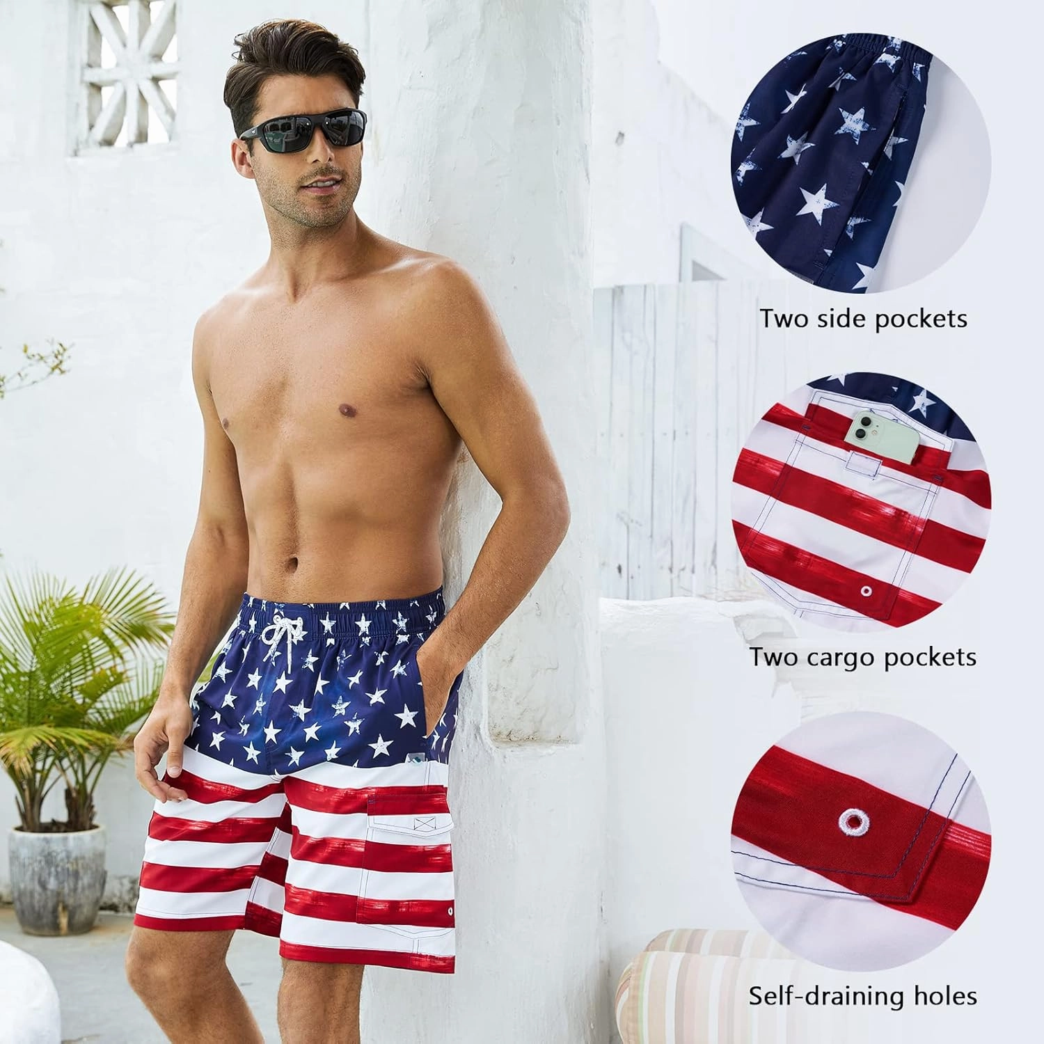 Men's 9" Swim Trunks UPF 50  Quick Dry Beach Board Shorts with Mesh Lining Lightweight Bathing Suits