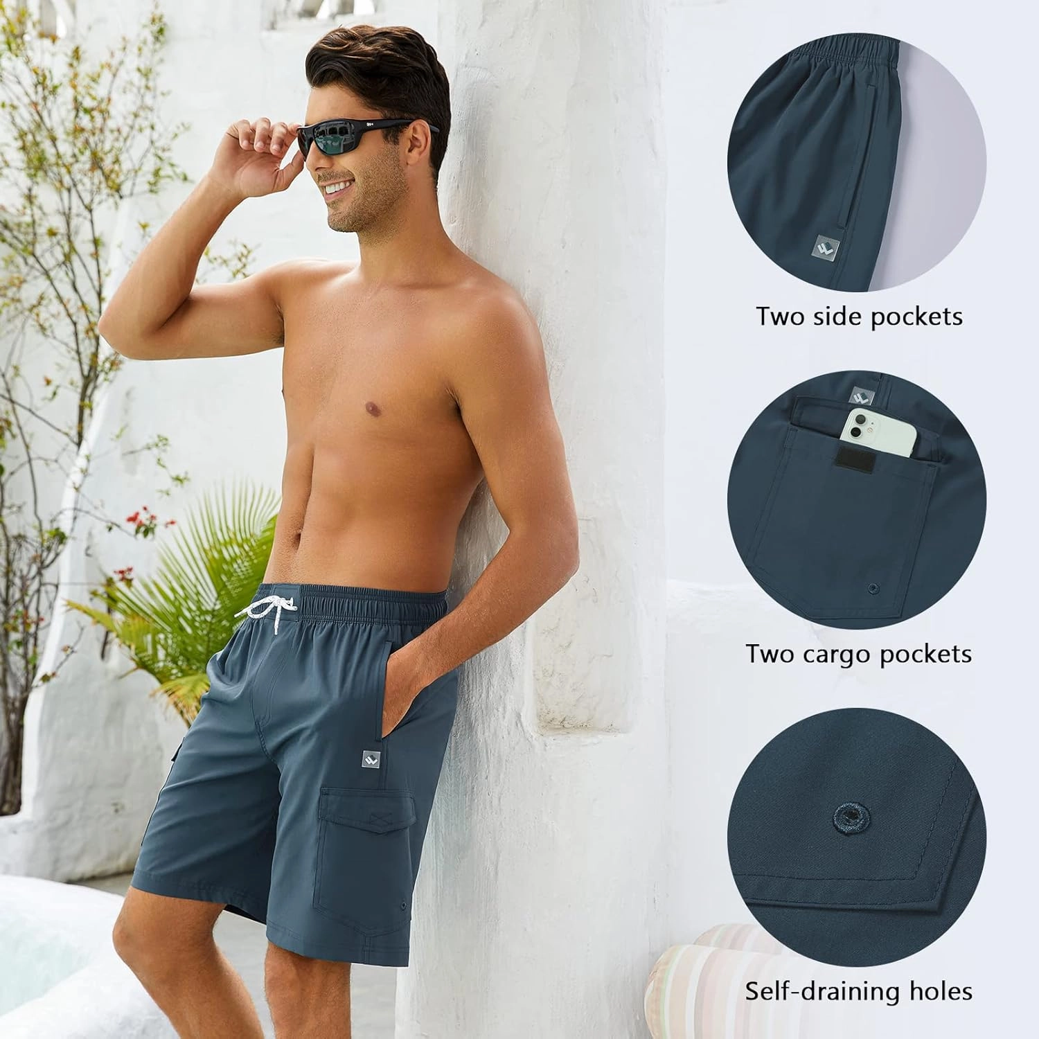 Men's 9" Swim Trunks UPF 50  Quick Dry Beach Board Shorts with Mesh Lining Lightweight Bathing Suits