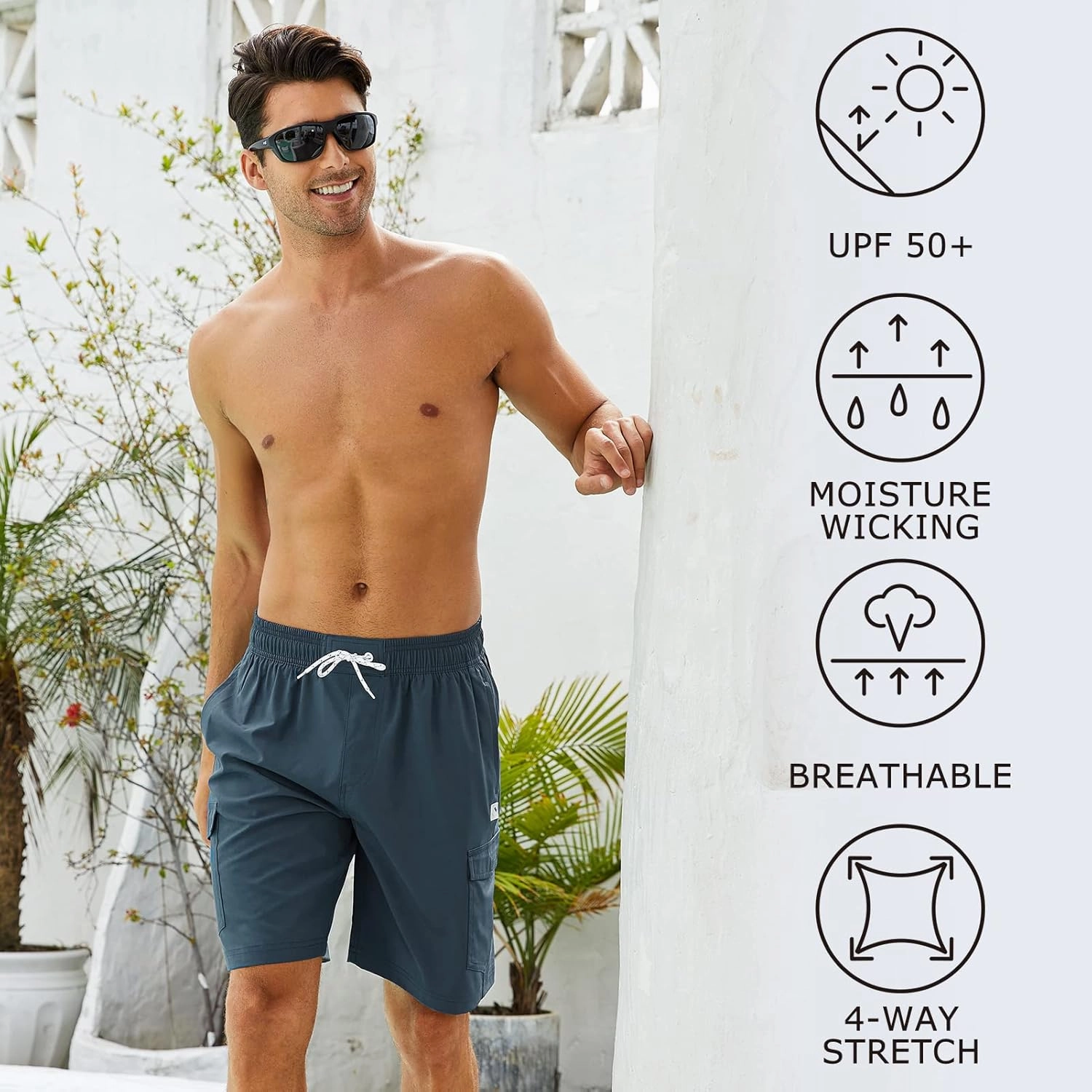 Men's 9" Swim Trunks UPF 50  Quick Dry Beach Board Shorts with Mesh Lining Lightweight Bathing Suits