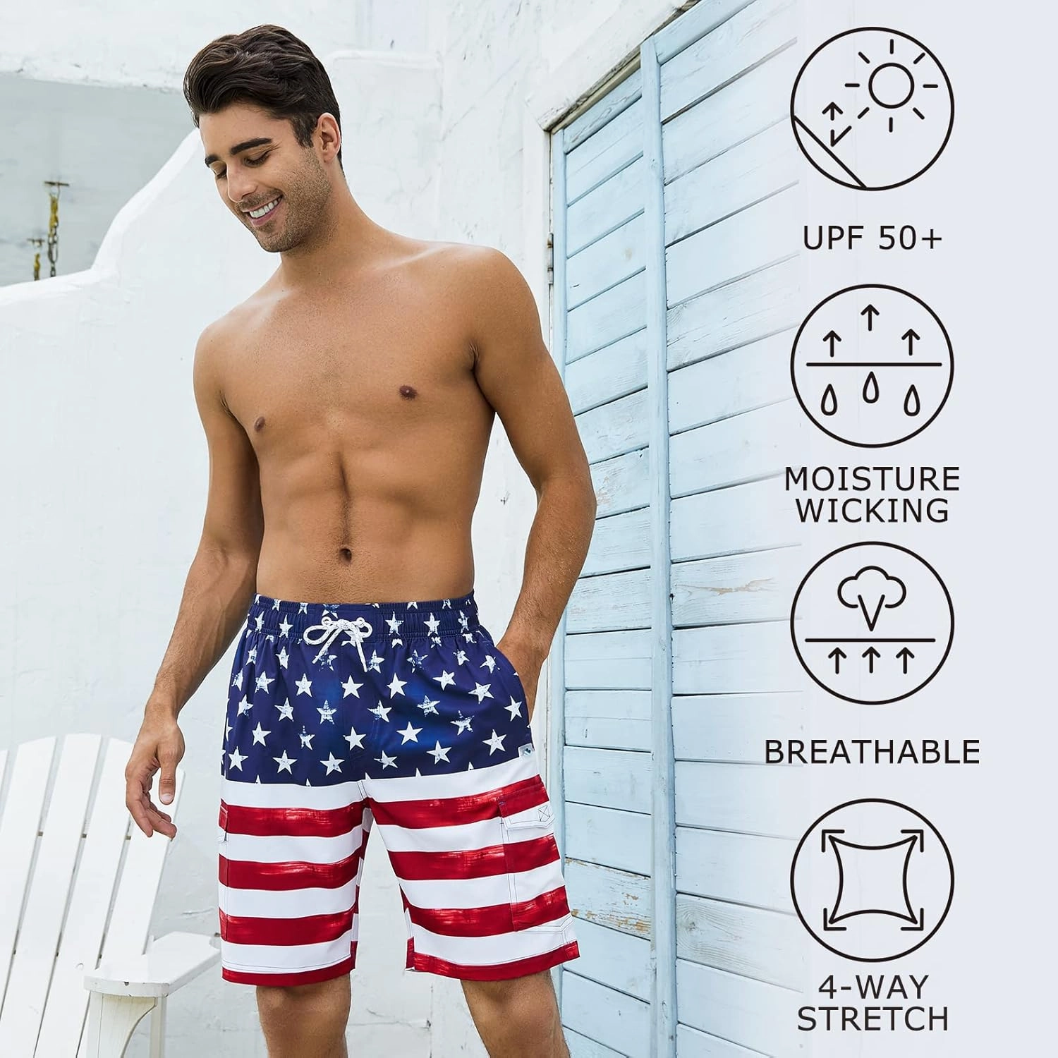 Men's 9" Swim Trunks UPF 50  Quick Dry Beach Board Shorts with Mesh Lining Lightweight Bathing Suits