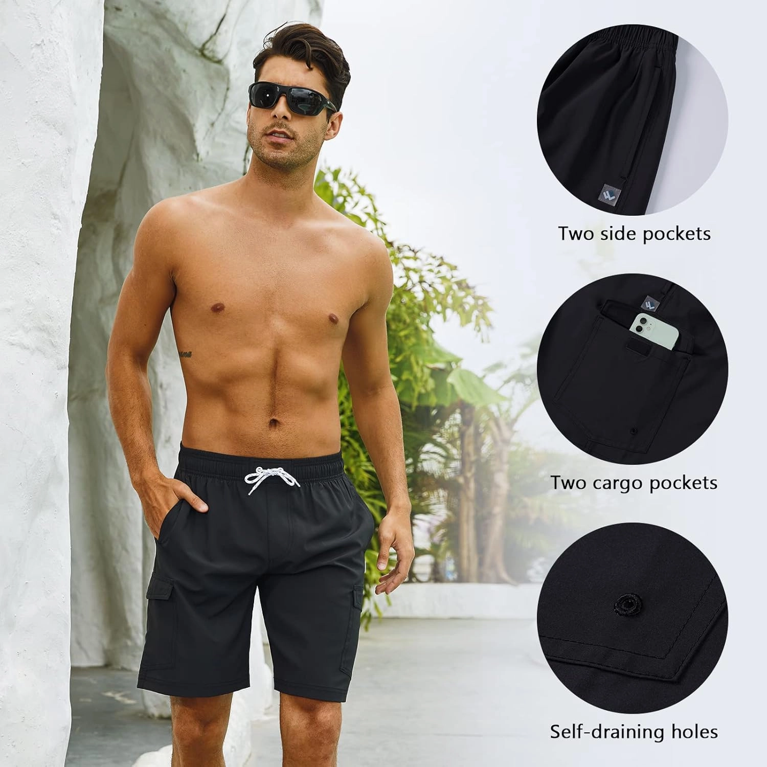 Men's 9" Swim Trunks UPF 50  Quick Dry Beach Board Shorts with Mesh Lining Lightweight Bathing Suits