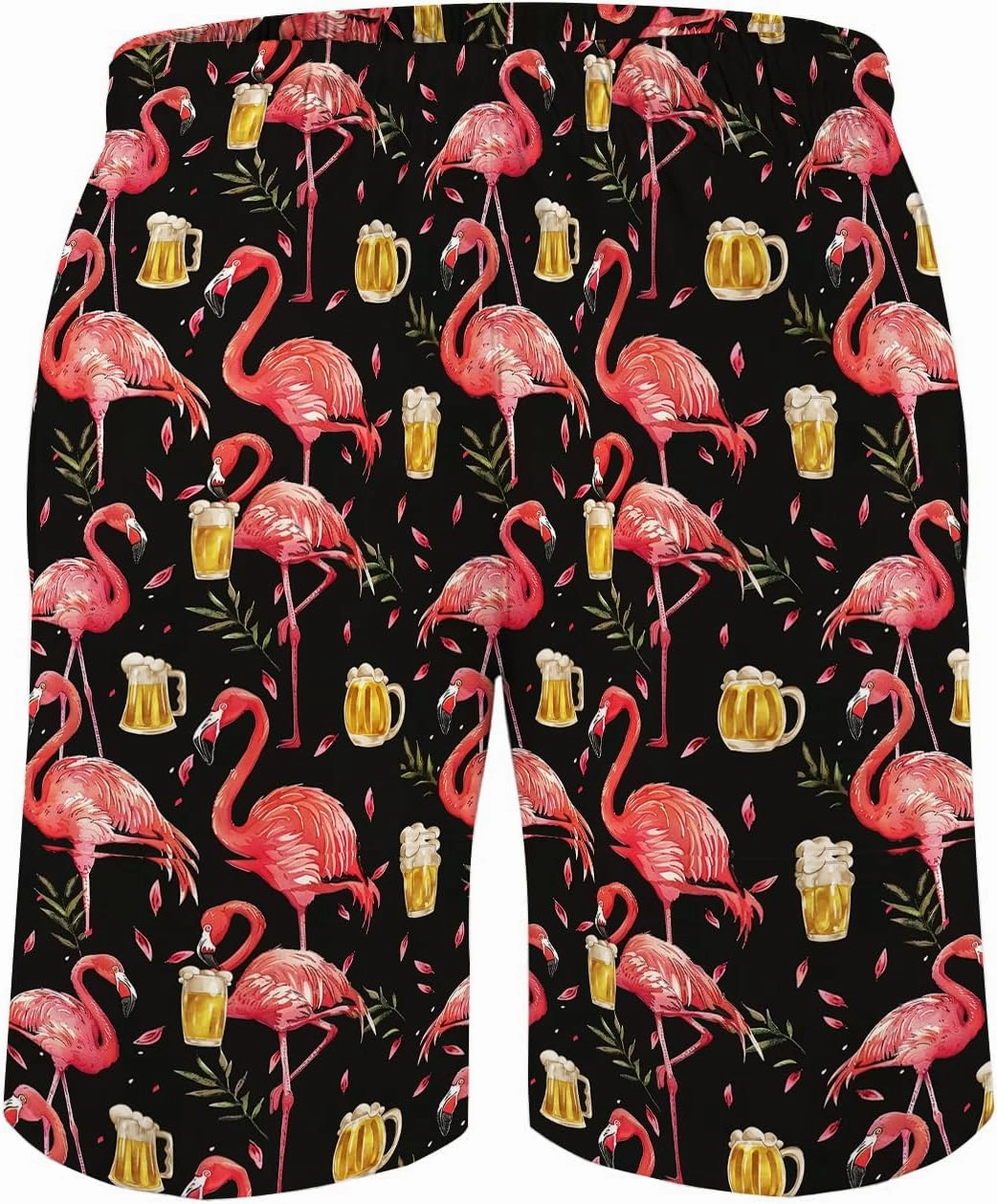 Men's Funny Cat Riding Unicorn with Gun Swim Trunks Boardshort Beach Shorts
