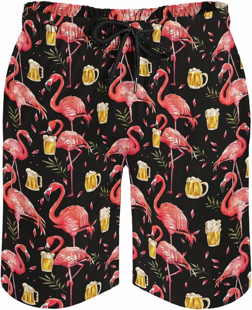 Men's Funny Cat Riding Unicorn with Gun Swim Trunks Boardshort Beach Shorts
