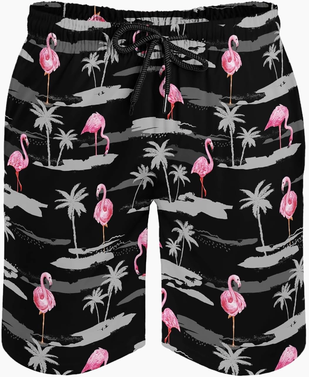 Men's Funny Cat Riding Unicorn with Gun Swim Trunks Boardshort Beach Shorts