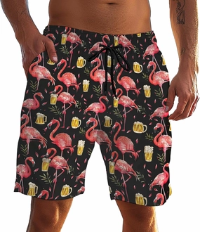 Men's Funny Cat Riding Unicorn with Gun Swim Trunks Boardshort Beach Shorts