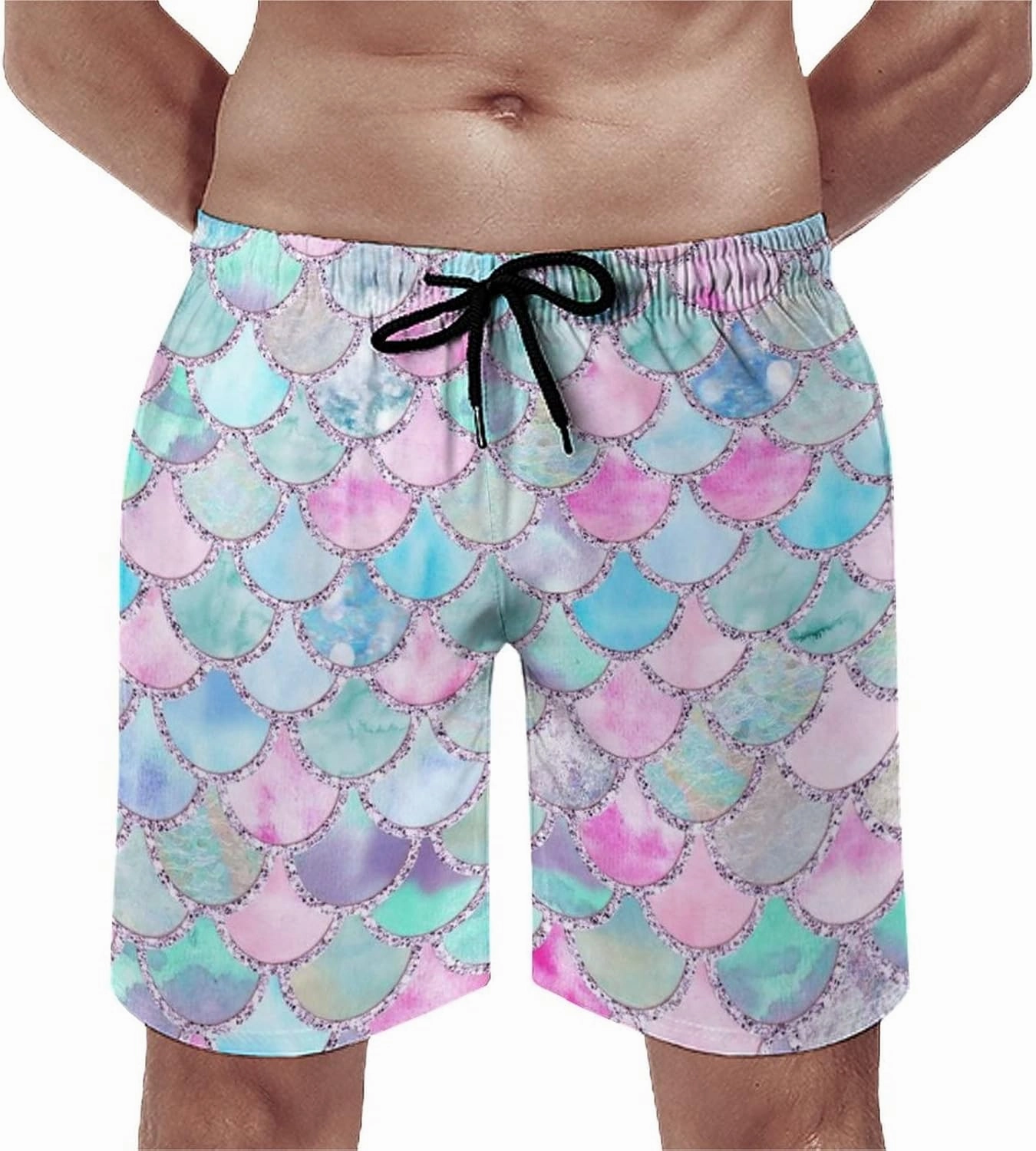 Men's Summer Quick Dry Swim Trunks Mermaid Beach Board Shorts Bathing Suits