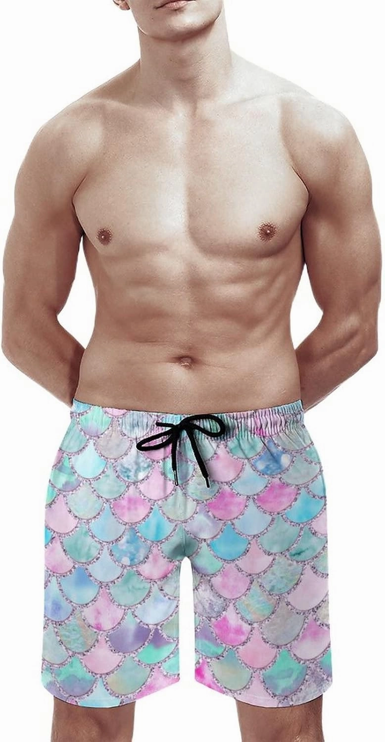 Men's Summer Quick Dry Swim Trunks Mermaid Beach Board Shorts Bathing Suits
