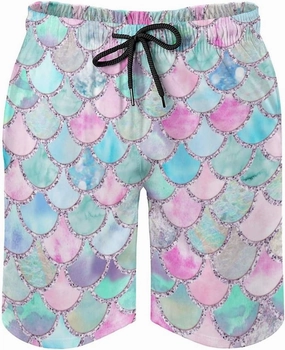 Men's Summer Quick Dry Swim Trunks Mermaid Beach Board Shorts Bathing Suits