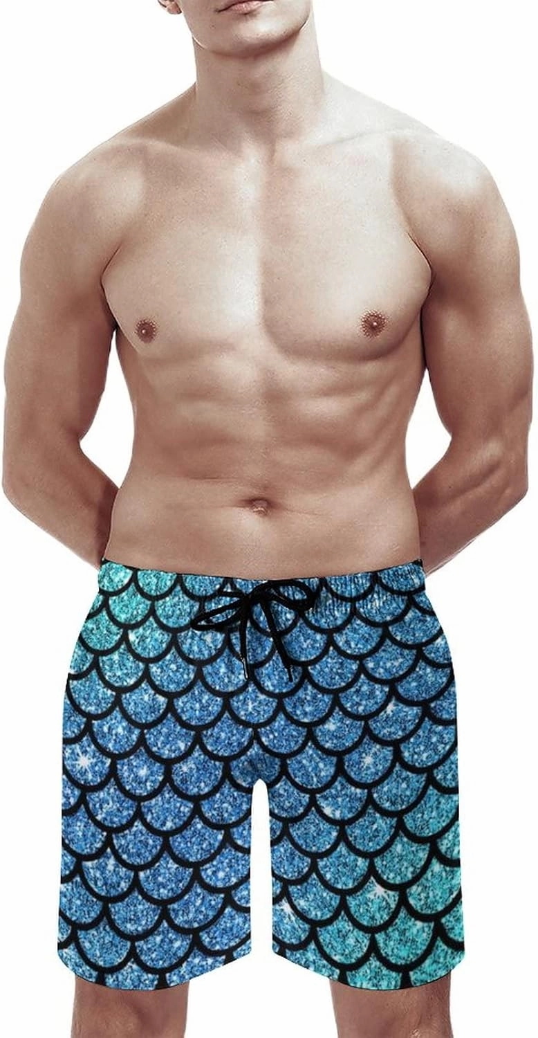 Men's Summer Quick Dry Swim Trunks Mermaid Beach Board Shorts Bathing Suits