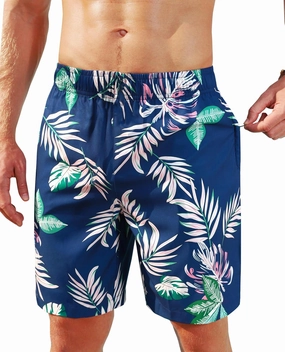 Men's Swim Trunks 9 Inch Printed Quick Dry Swim Shorts with Zipper Pocket No Liner Board Shorts Bathing Suit