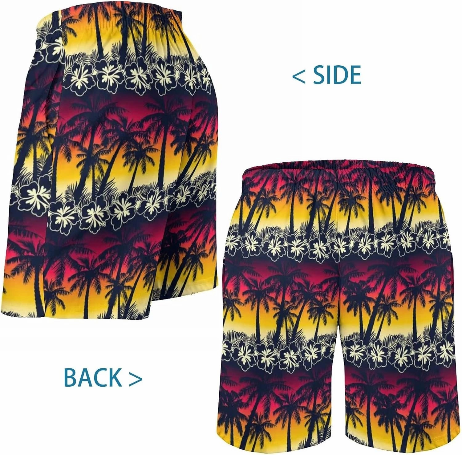 Men's Swim Trunks Hawaiian Bathing Mesh Lining Suit Swimsuits Beach Shorts with Pockets