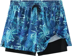 Men's 5" Quick Dry Swim Trunks Stretch Anti-Slip/Exposure Liner Vibrant Prints for Surfing Gym Beach Swimming