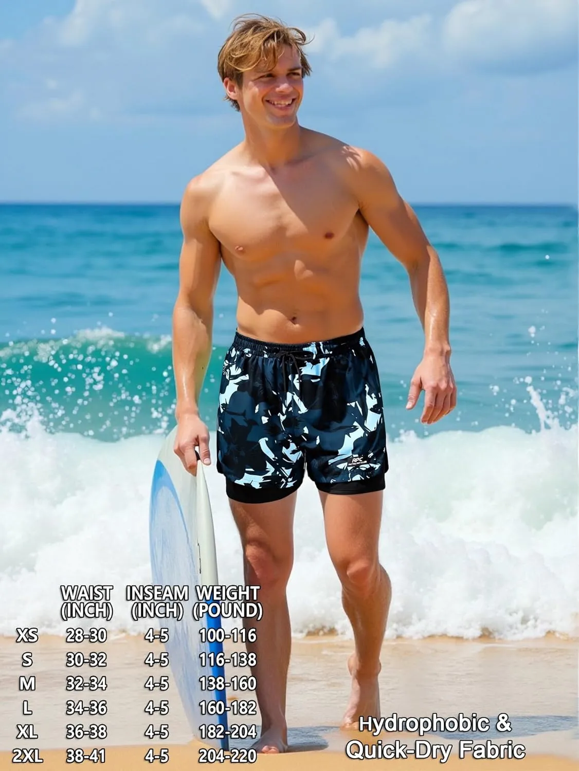 Men's 5" Quick Dry Swim Trunks Stretch Anti-Slip/Exposure Liner Vibrant Prints for Surfing Gym Beach Swimming