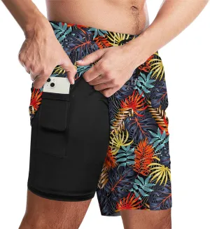 Men's Funny Cat Riding Unicorn with Gun Swim Trunks Boardshort Beach Shorts