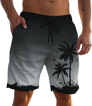 Men's Funny Cat Riding Unicorn with Gun Swim Trunks Boardshort Beach Shorts