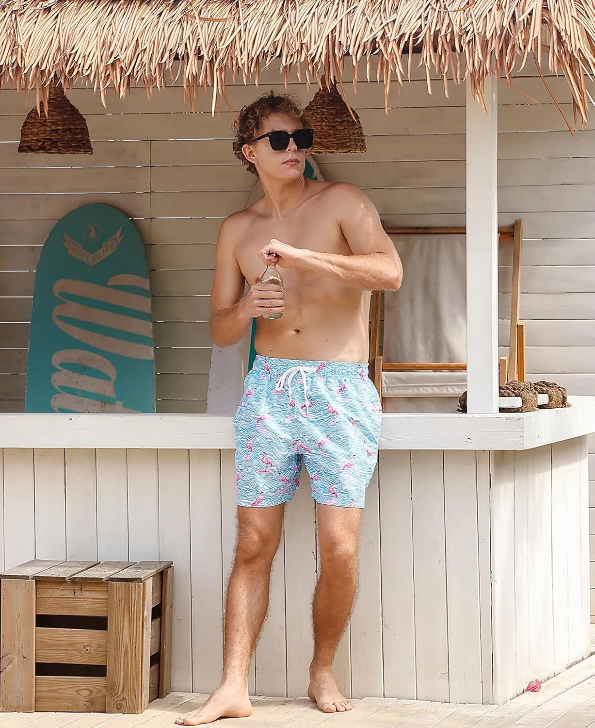 Men's Swim Trunks 5.5 Inch Bathing Suits for Men 2 in 1 Board Shorts with Compression Liner