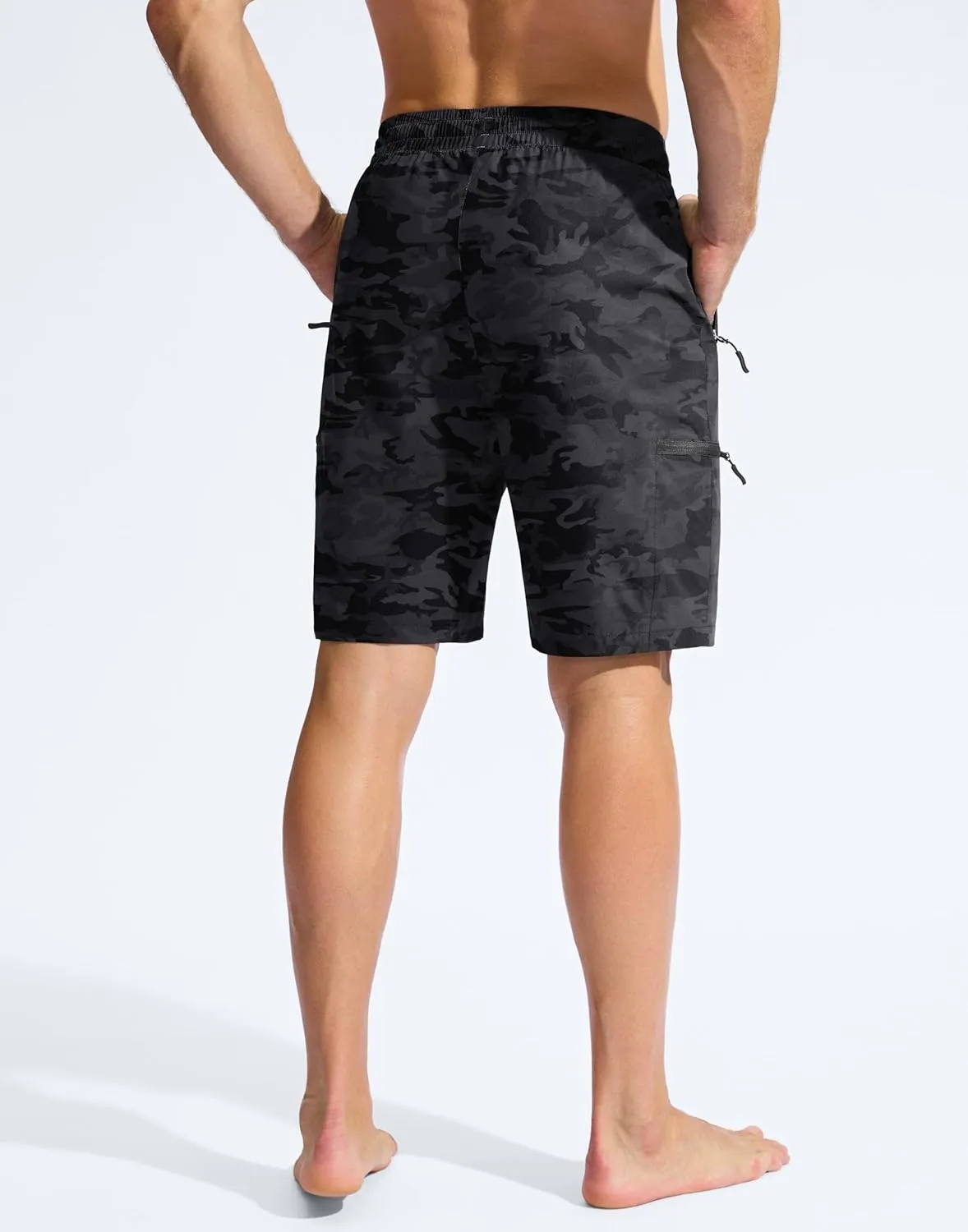 Men's Swim Trunks 9" Quick Dry Beach Shorts with 4 Zipper Pockets Board Shorts Bathing Suit Men - No Mesh Liner