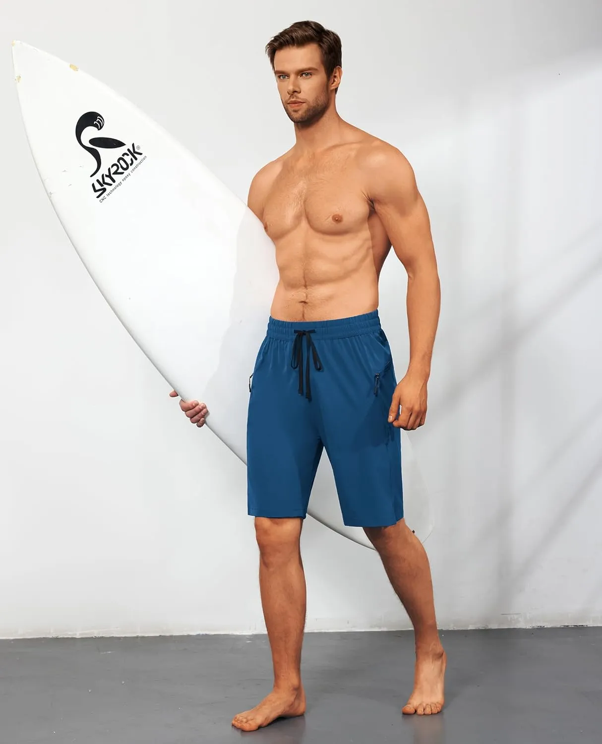 Men's Swim Trunks Quick Dry Beach Shorts with Zipper Pockets, UPF 50 , Swimming, Surfing, Outdoor - No Mesh Liner
