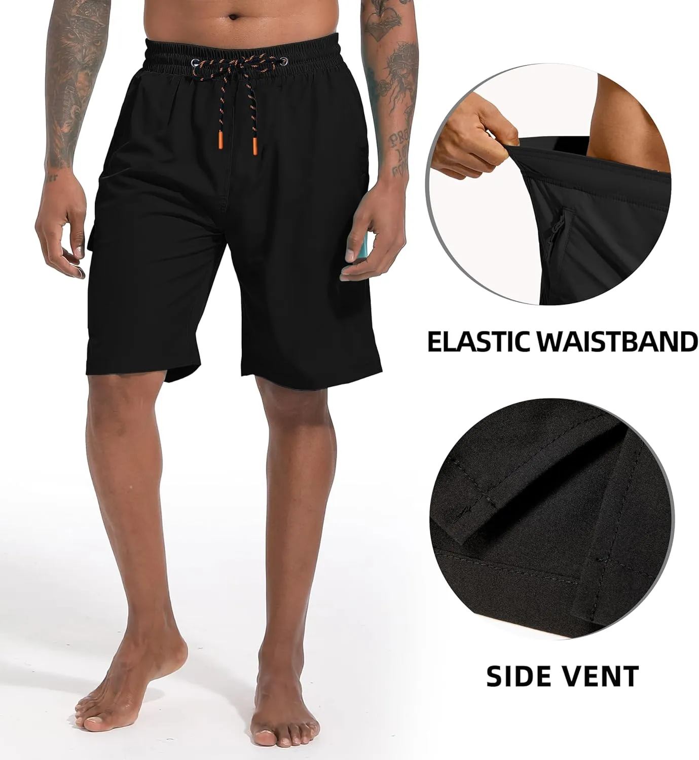 Men's Swim Trunks Quick Dry Board Shorts with Zipper Pockets Beach Shorts Bathing Suits for Men - No Mesh Liner