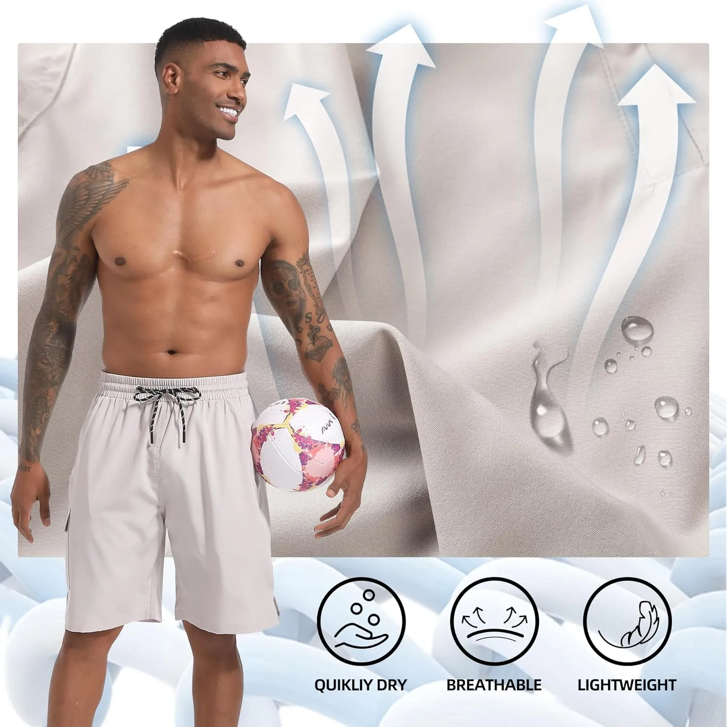 Men's Swim Trunks Quick Dry Board Shorts with Zipper Pockets Beach Shorts Bathing Suits for Men - No Mesh Liner
