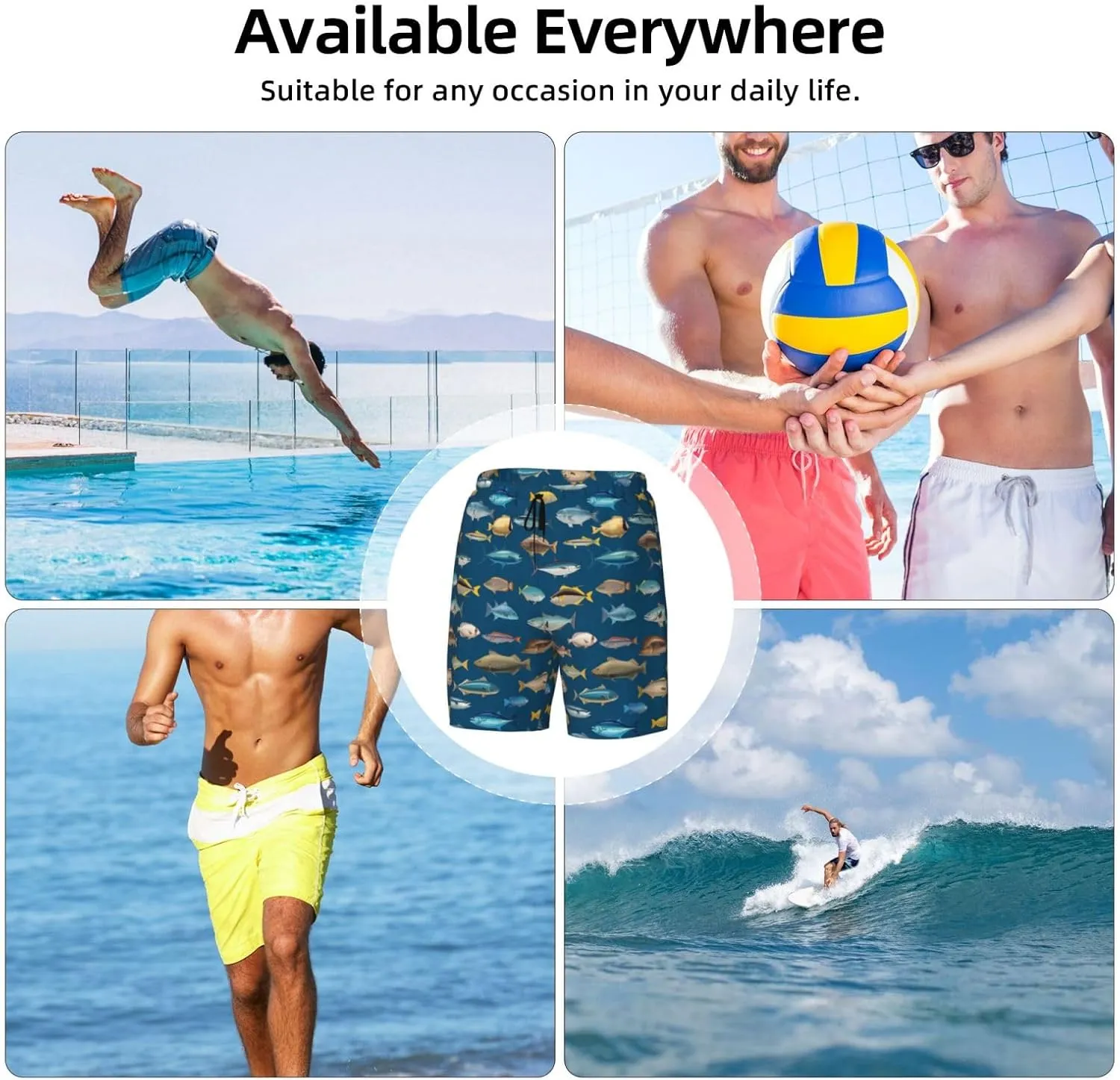 Mens Swim Trunks with Compression Liner Board Shorts Quick Dry Beach Shorts