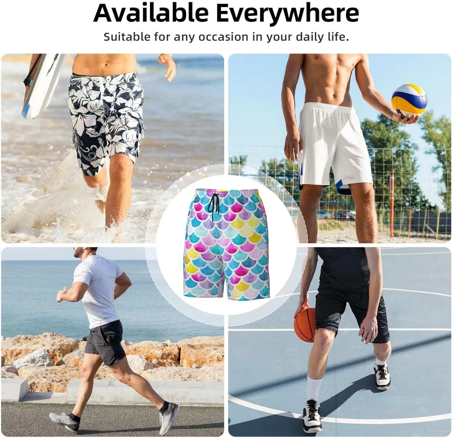 Mens Swim Trunks with Mesh Lining,Quick Dry Swimsuit Board Shorts Beach Pants Swimwear Bathing Suits