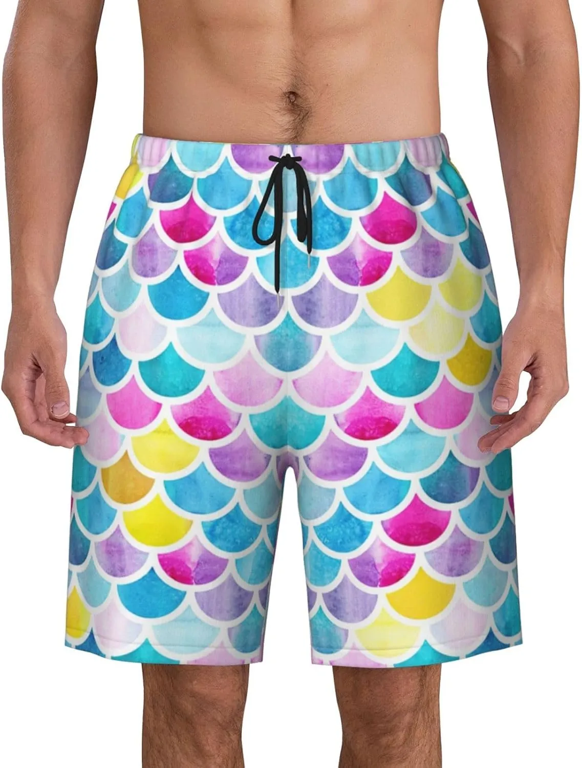 Mens Swim Trunks with Mesh Lining,Quick Dry Swimsuit Board Shorts Beach Pants Swimwear Bathing Suits