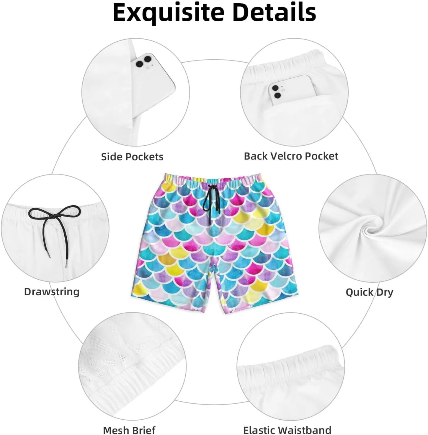Mens Swim Trunks with Mesh Lining,Quick Dry Swimsuit Board Shorts Beach Pants Swimwear Bathing Suits