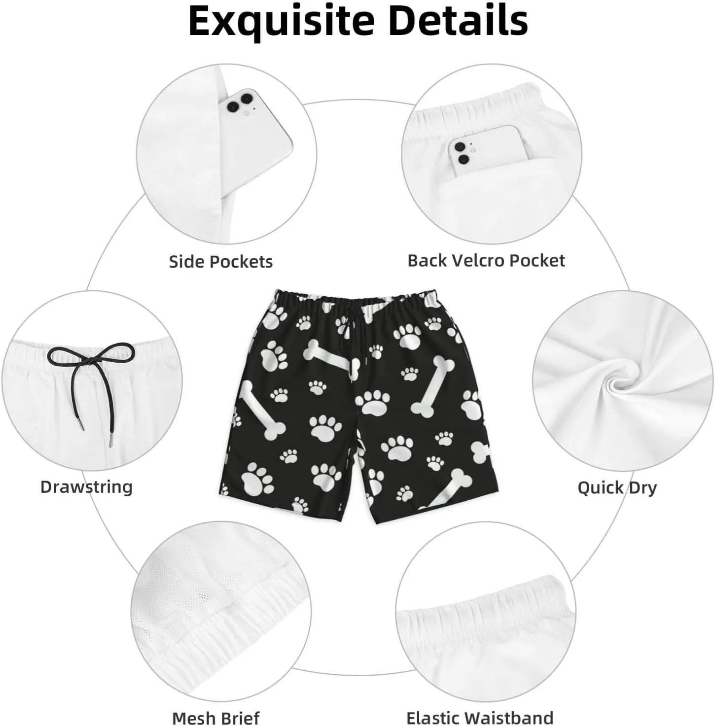 Mens Swim Trunks with Mesh Lining,Quick Dry Swimsuit Board Shorts Beach Pants Swimwear Bathing Suits